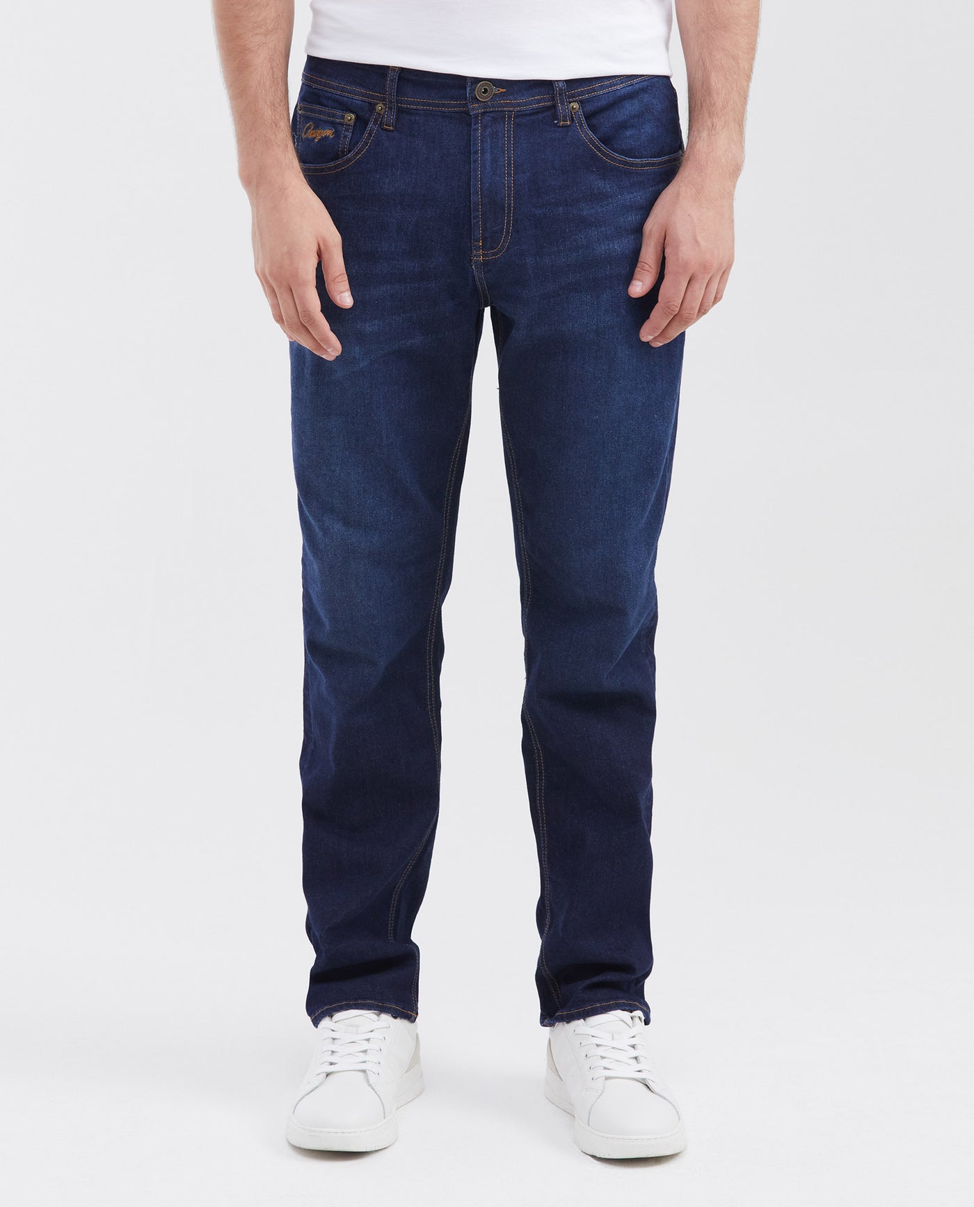 Men's Revenge Jeans Relaxed Bootcut High-Rise Dark Wash in Cotton-Recycled Polyester Blend 330F001 - 1