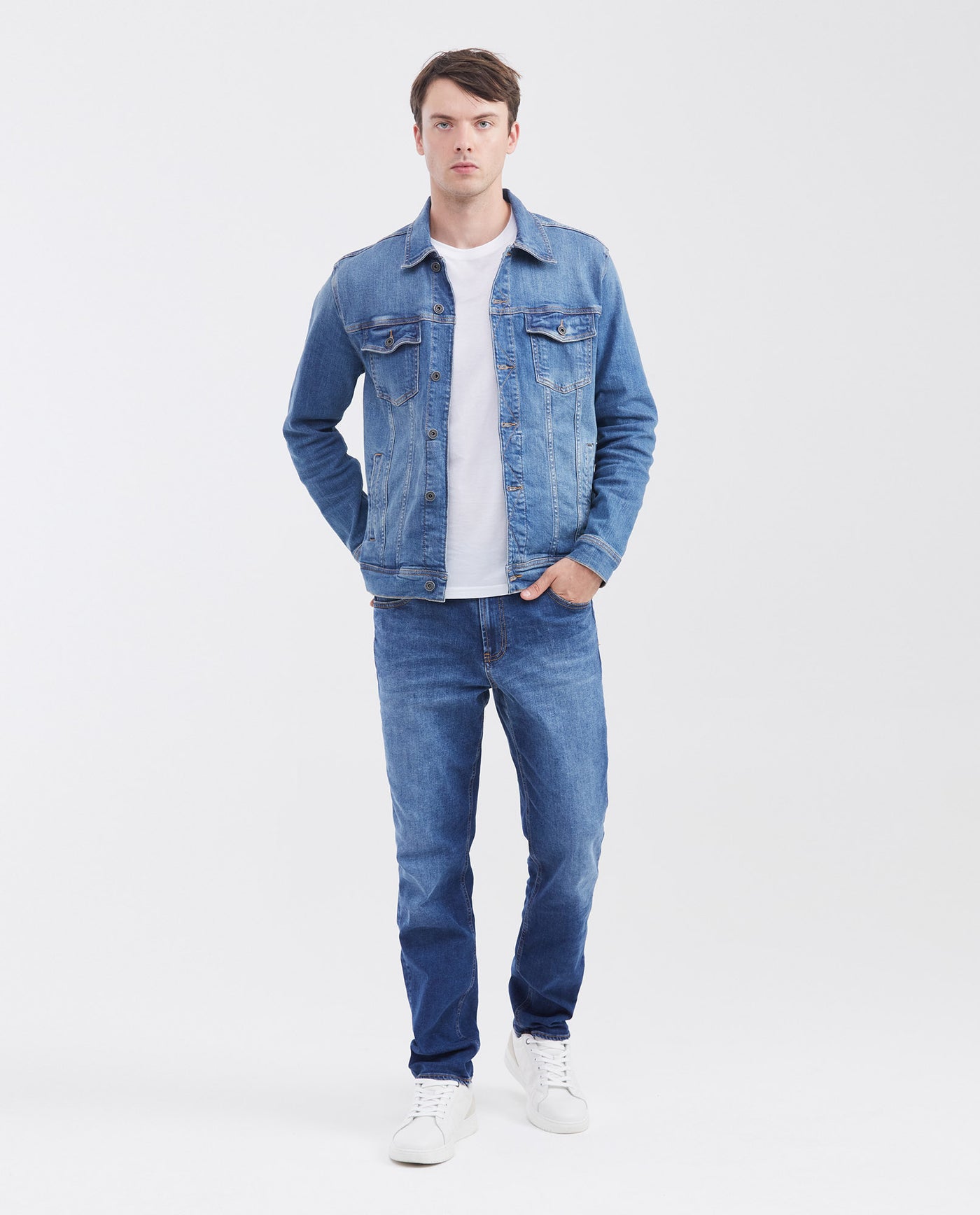 Men's Morrison Jeans Straight Bootcut Medium Wash in Cotton-Recycled Polyester Blend 63_330F002_AZU184140_3
