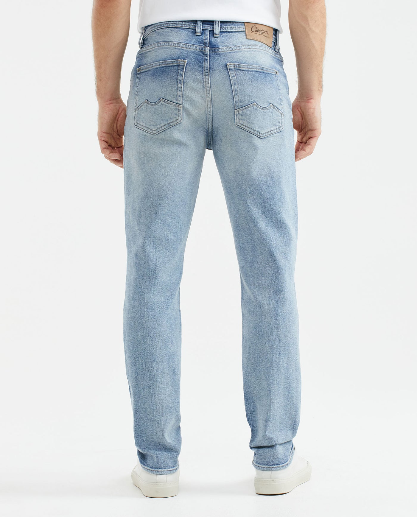 Men's Morrison Jeans Straight Bootcut Light Wash Rips Heel Recycled Blend - 5