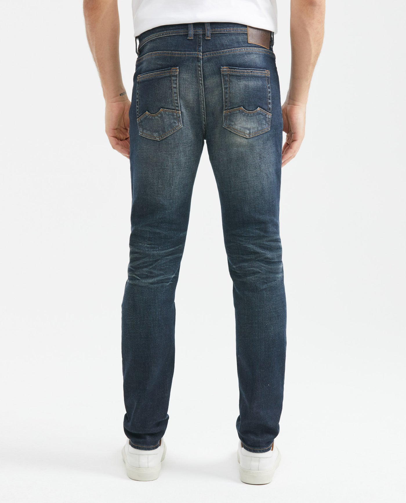 Men's Morrison Heritage Jeans Straight Bootcut Dark Wash Subtle Distressing - 4