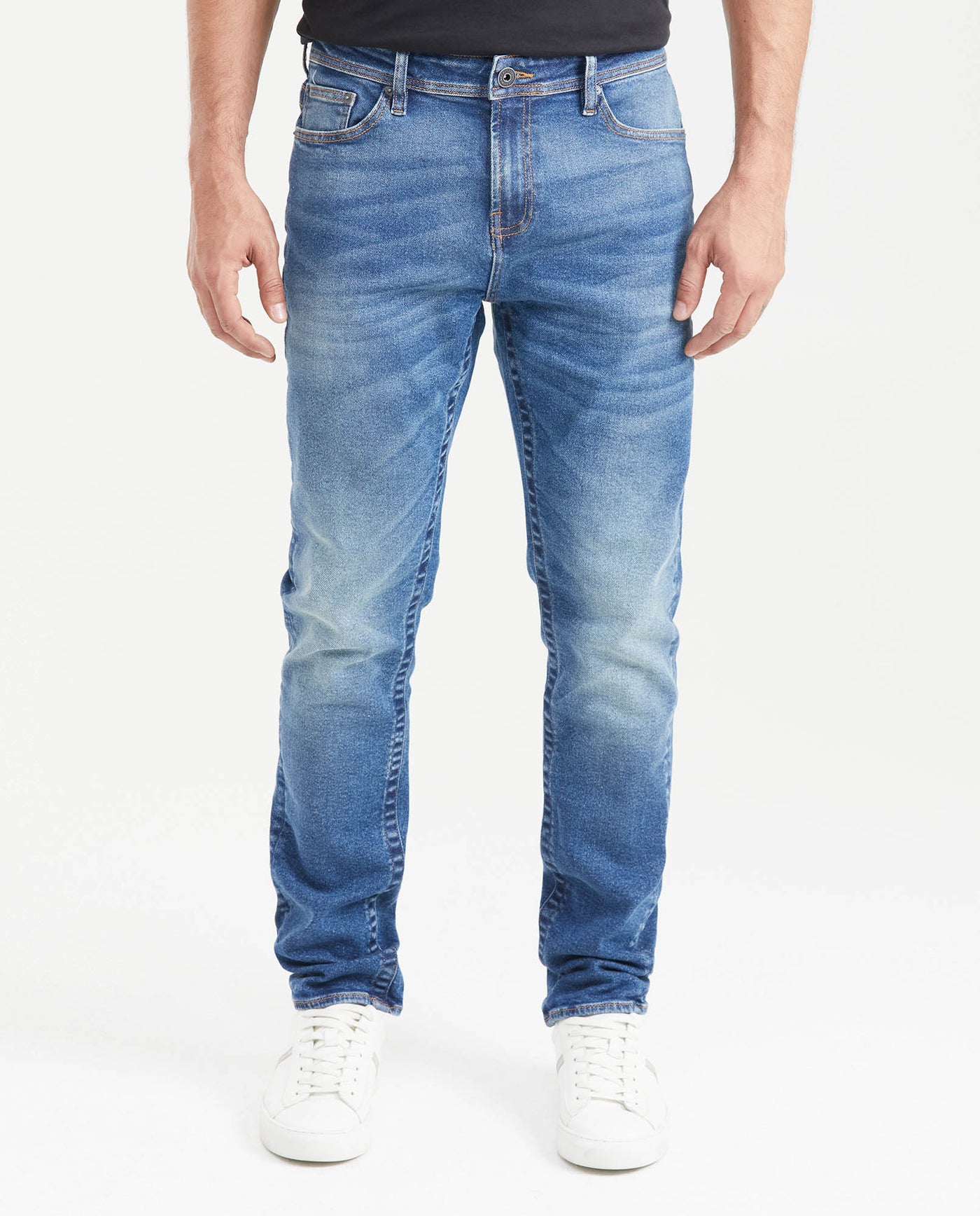 Slim Fit Mid-Rise Slim Leg Medium Blue Jeans for Men - Blue 331G014 - 1