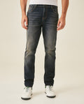 Men's Jeans Slim Fit Intense Distressed Dirty Effect - Blue Dark Wash