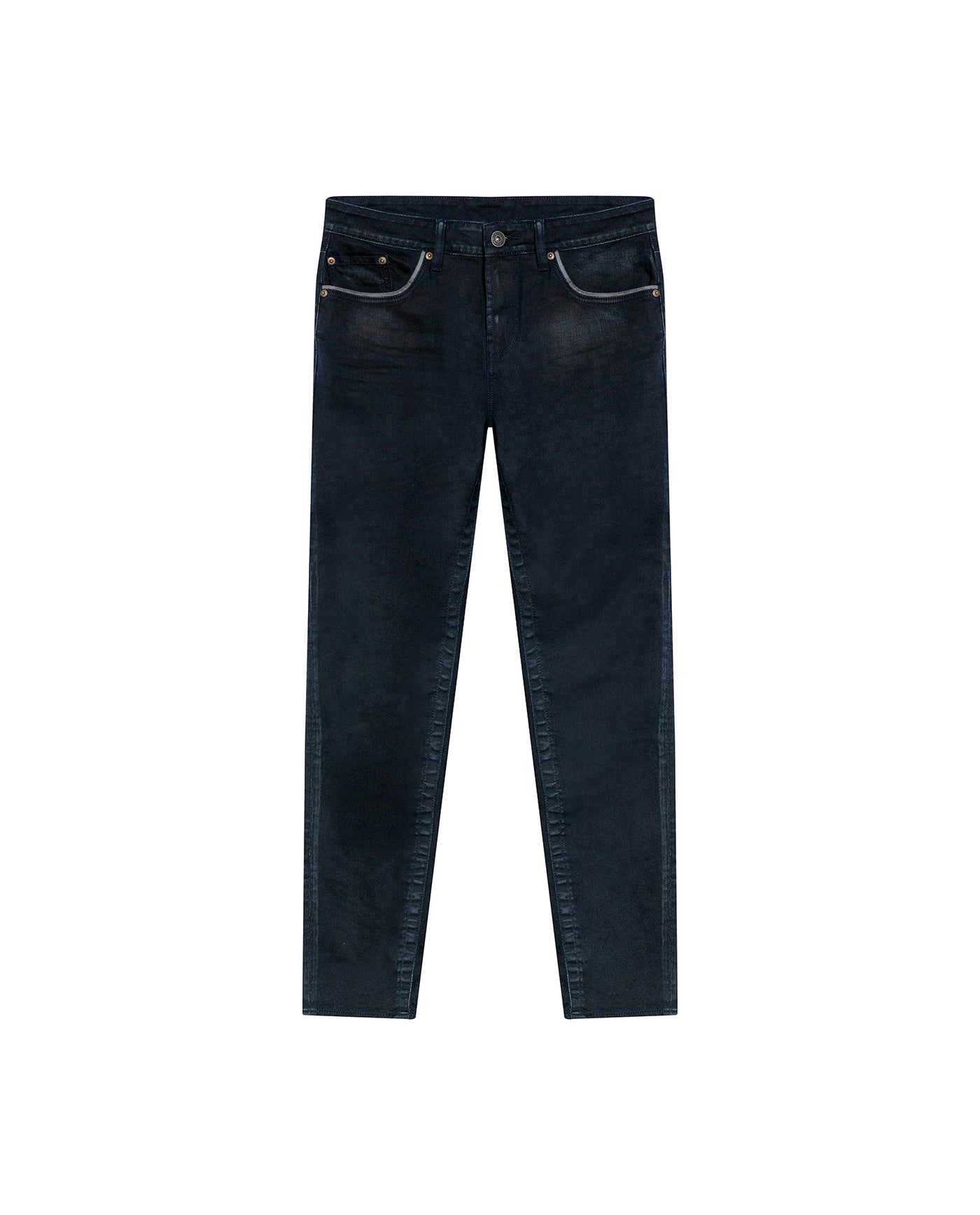Mens Jeans Skinny Fit Mid Rise Ultra Dark Wash Cotton Polyester Recycled Cotton Elastane 3D Wrinkles - Blue 63_331H015_AZU193924_3