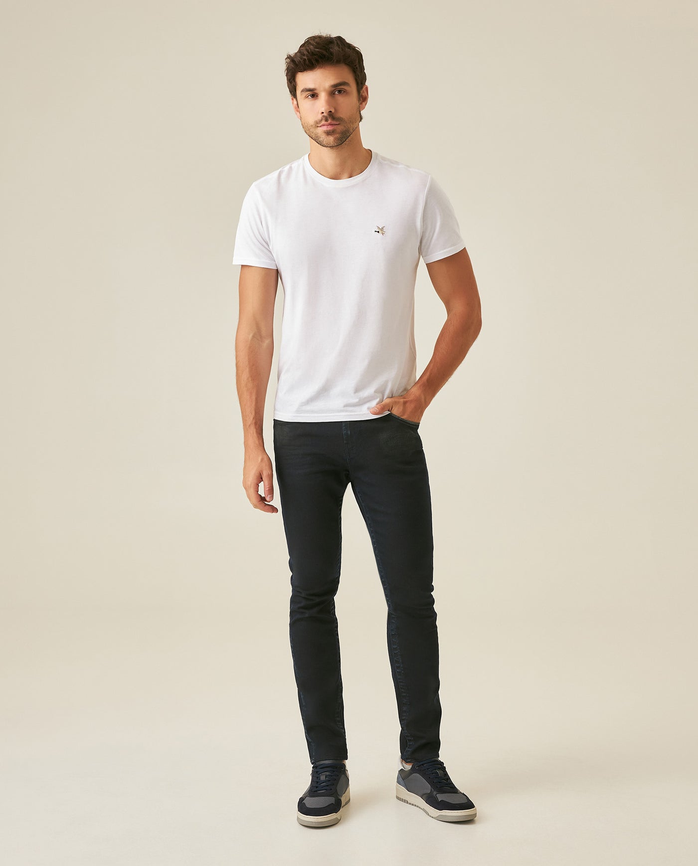 Mens Jeans Skinny Fit Mid Rise Ultra Dark Wash Cotton Polyester Recycled Cotton Elastane 3D Wrinkles - Blue 63_331H015_AZU193924_4