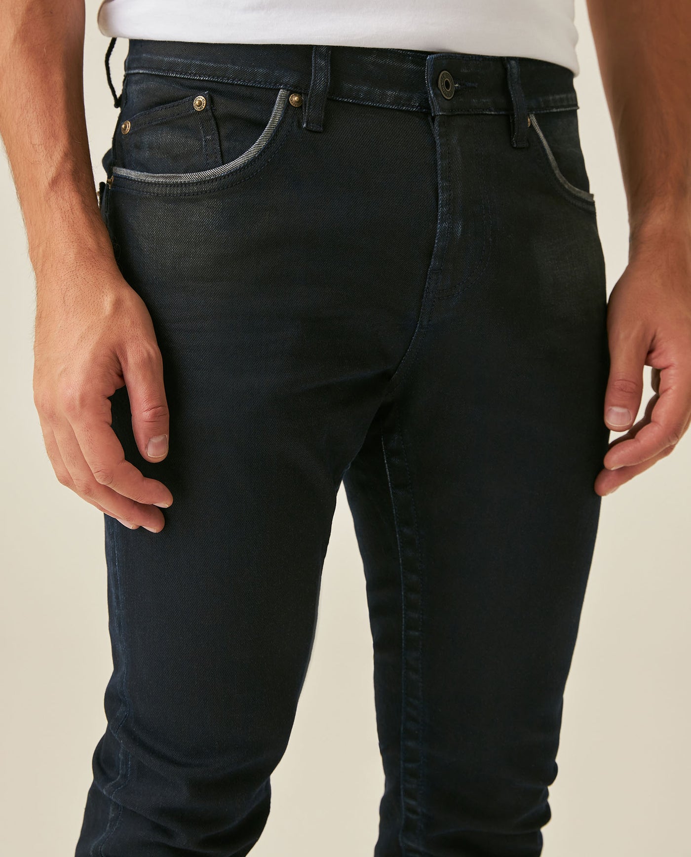 Mens Jeans Skinny Fit Mid Rise Ultra Dark Wash Cotton Polyester Recycled Cotton Elastane 3D Wrinkles - Blue 63_331H015_AZU193924_5