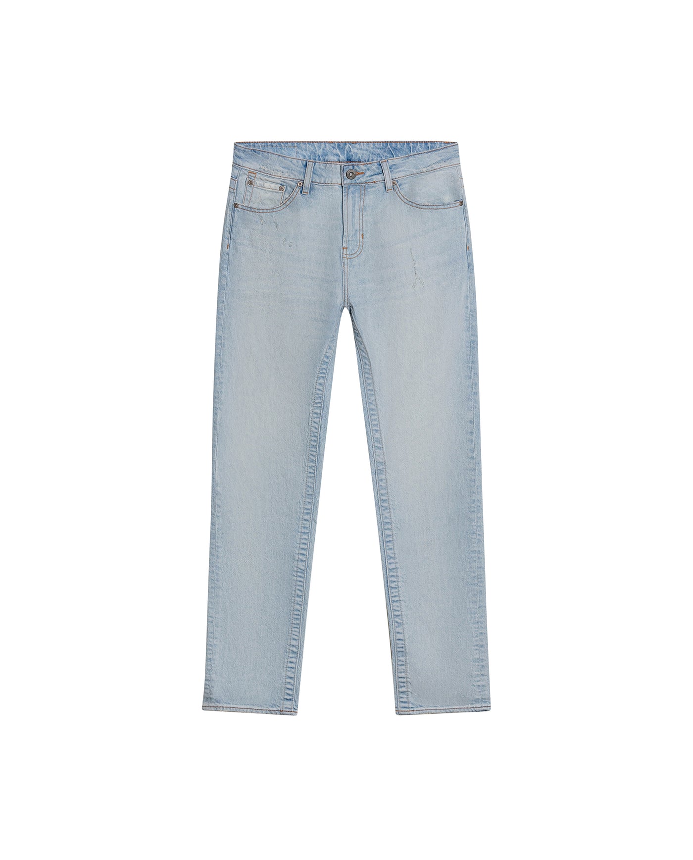 Mens Jeans Skinny Fit Mid Rise Light Wash Cotton Elastane Strategic Distressing Clean Silhouette - Blue 63_331H016_AZU154020_3