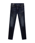 Men's Jeans Skinny Fit Mid Rise Ultra Dark Wash Cotton Recycled Polyester Elastane Vintage Distressing Contrast - Blue
