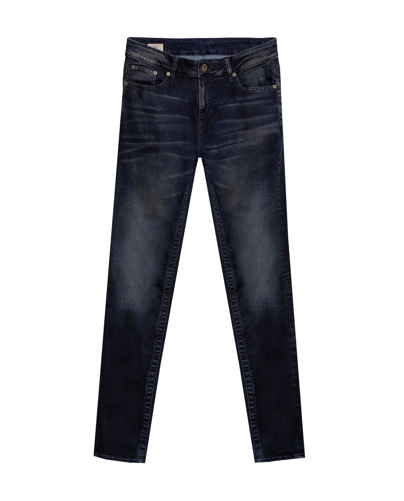 Mens Jeans Skinny Fit Mid Rise Ultra Dark Wash Cotton Recycled Polyester Elastane Vintage Distressing Contrast - Blue 63_331H020_AZU193924_0