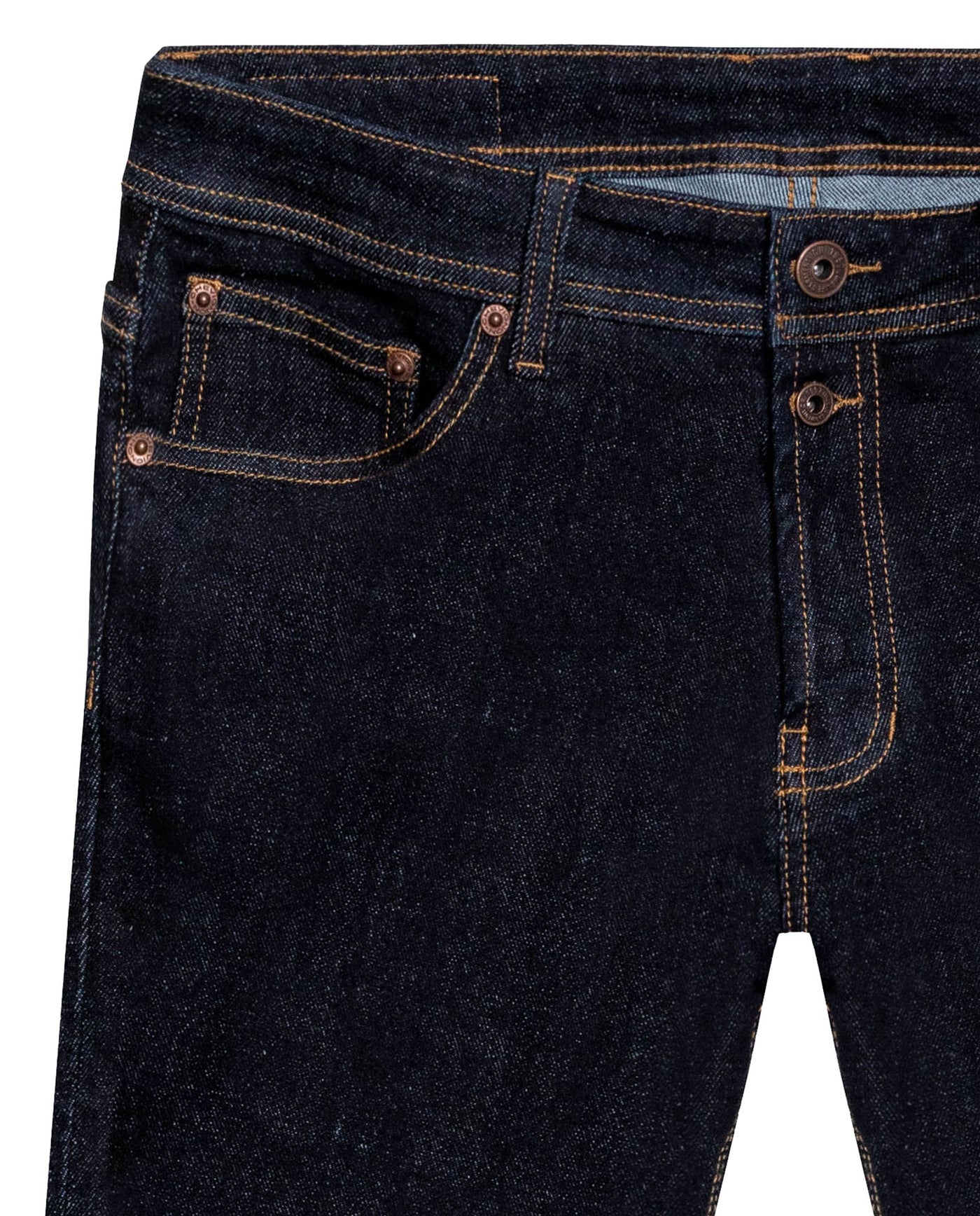 Mens Jeans Skinny Fit Low Rise Ultra Dark Wash Cotton Polyester Elastane Vintage Neps Exposed Button - Blue 63_331H021_AZU193924_3