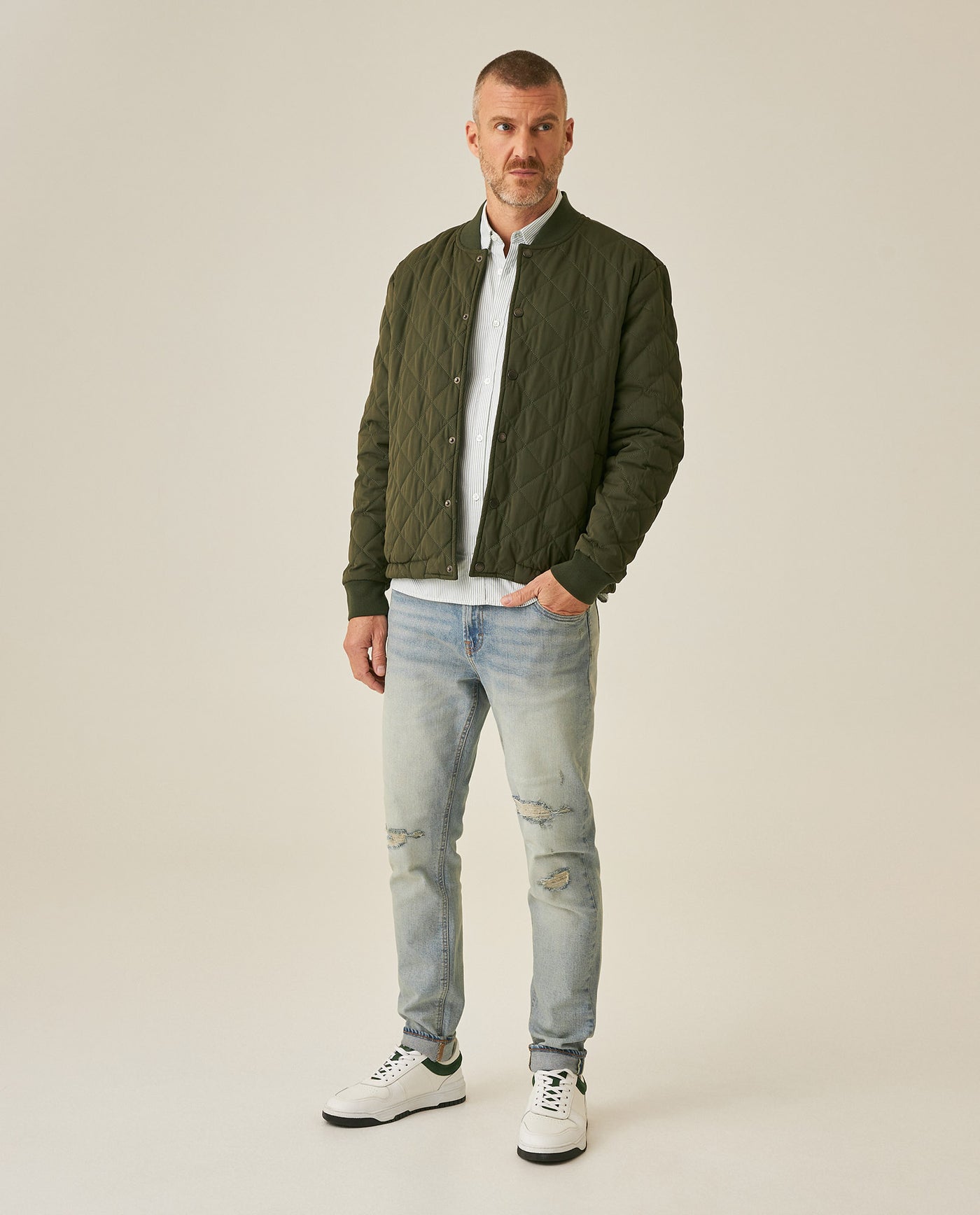 Mens Jeans Skinny Fit Low Rise Light Wash Cotton Elastane Distressed Vintage Patches 3 Button Fly - Blue 63_331H026_AZU154020_4