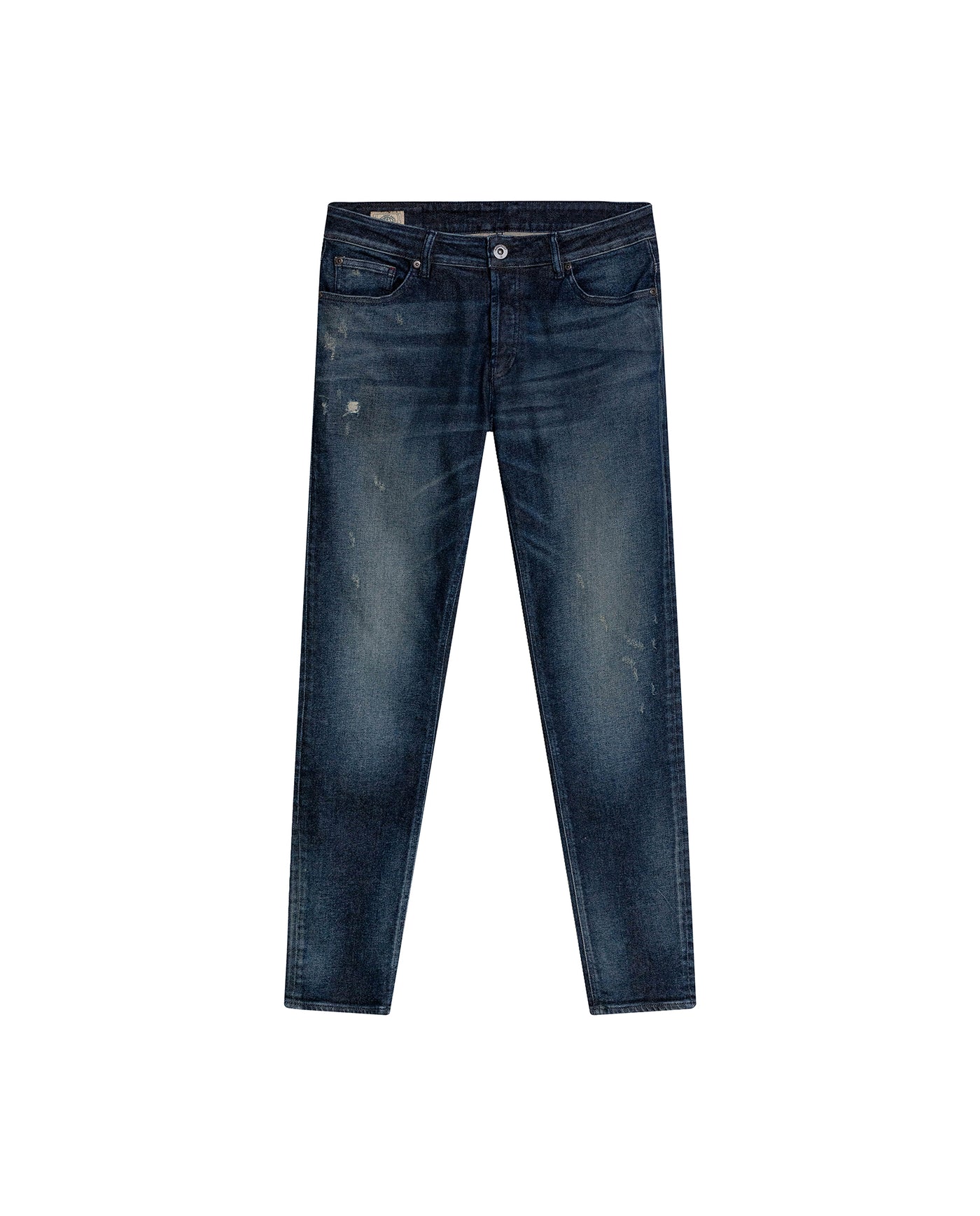 Mens Jeans Skinny Fit Low Rise Ultra Dark Wash Recycled Cotton Polyester Elastane Classic Distressing - Blue 63_331H031_AZU193924_3