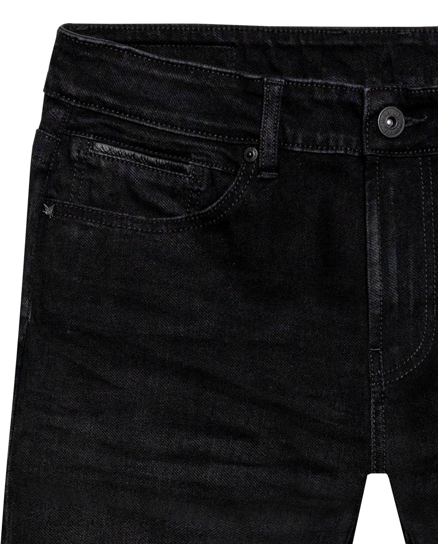 Mens Jeans Skinny Fit Mid Rise Black Wash Cotton Polyester Elastane Leather Piping Watch Pocket Clean - Black 63_331H032_NEG194004_8