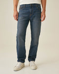 Men's Jeans Slim Fit Mid Rise Dark Wash Recycled Cotton Viscose Polyester Elastane Embroidered - Blue