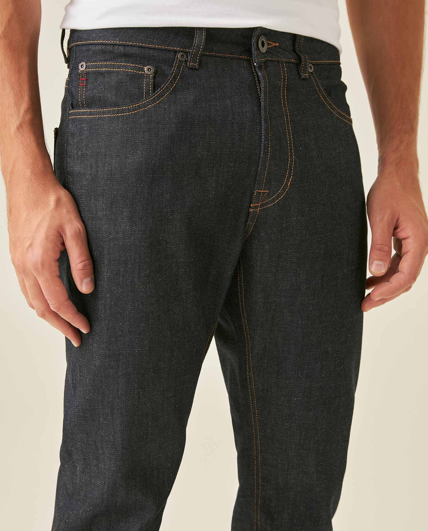 Mens Jeans Straight Fit High Rise Ultra Dark Wash Recycled Cotton Viscose Polyester Elastane Clean - Blue 63_331H142_AZU193924_5