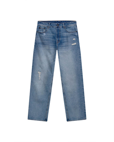 Mens Jeans Relaxed Fit High Rise Light Wash Cotton Non Stretch Watch Pocket Loops - Blue 63_331H143_AZU154020_0