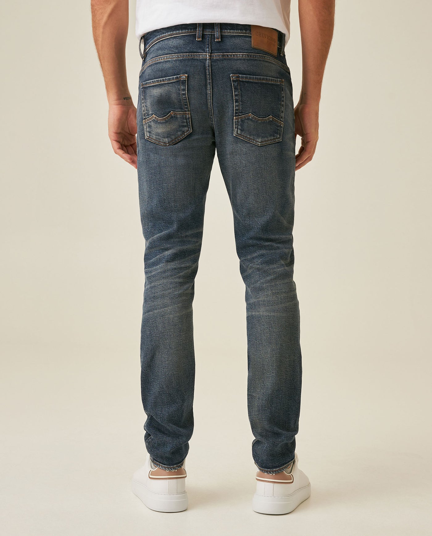Mens Heritage Jeans Skinny Fit Low Rise Dark Wash Cotton Polyester Elastane Functional Side Pocket - Blue 63_331H454_AZU184140_6