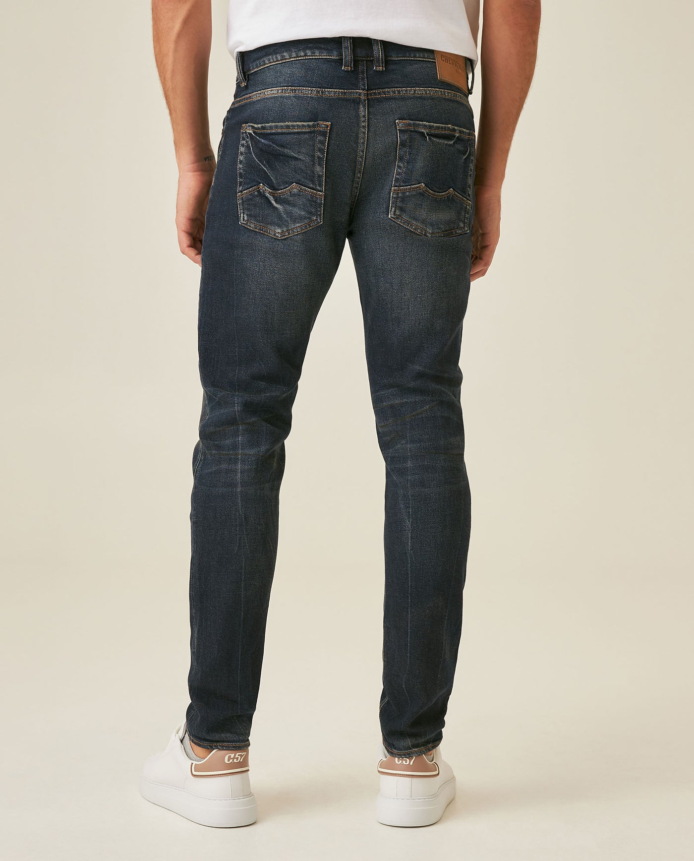 Mens Heritage Jeans Super Slim Fit Low Rise Ultra Dark Wash Cotton Polyester Elastane Subtle Distressing - Blue 63_331H455_AZU194052_6