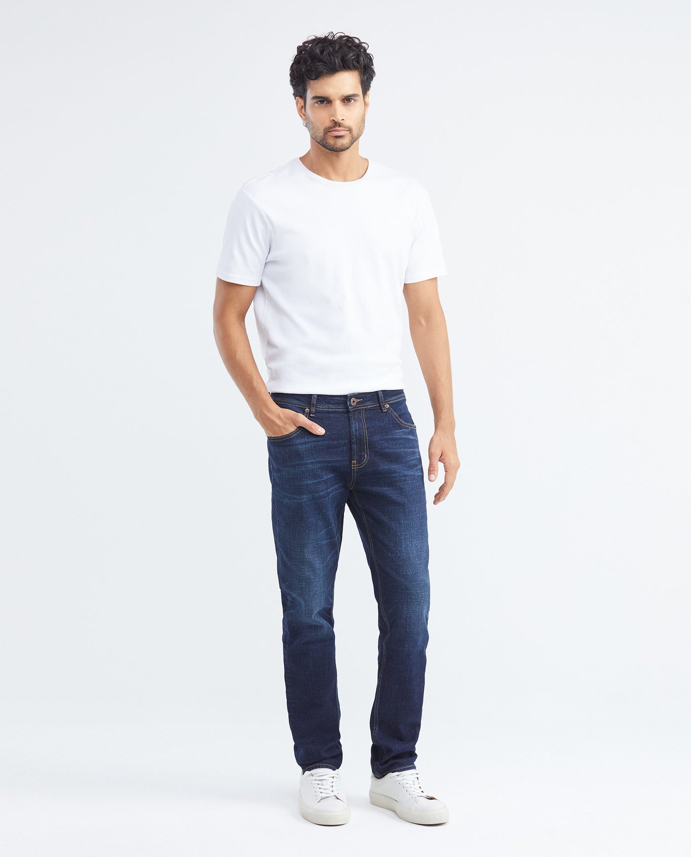 Men's Morrison Jeans Straight Bootcut Dark Wash Extended Subtle Distressing - 2
