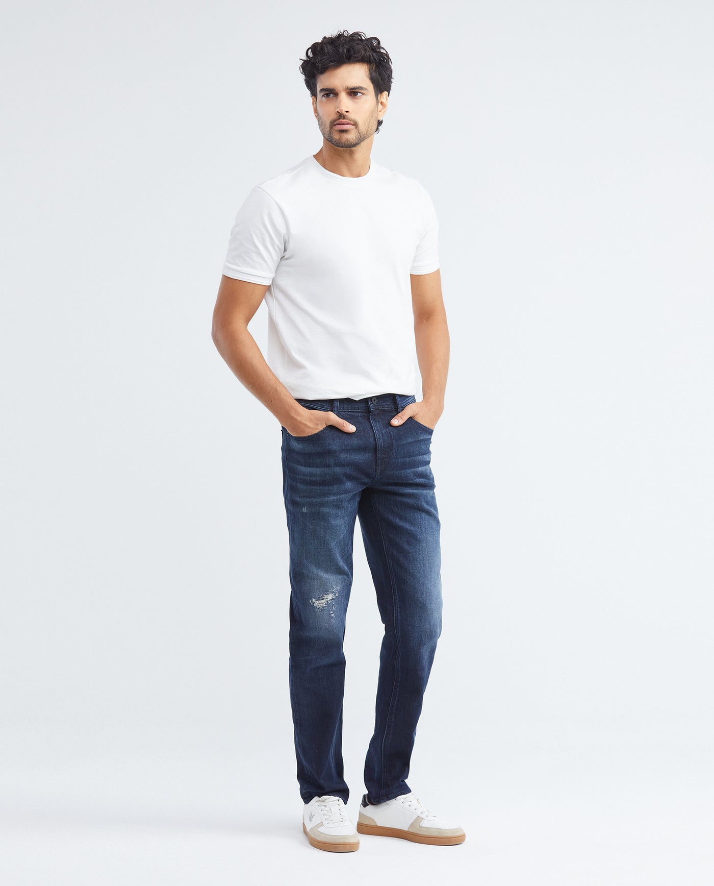 Men's Morrison Jeans Straight Bootcut Dark Wash Heel Knee-Thigh Distressing - 2