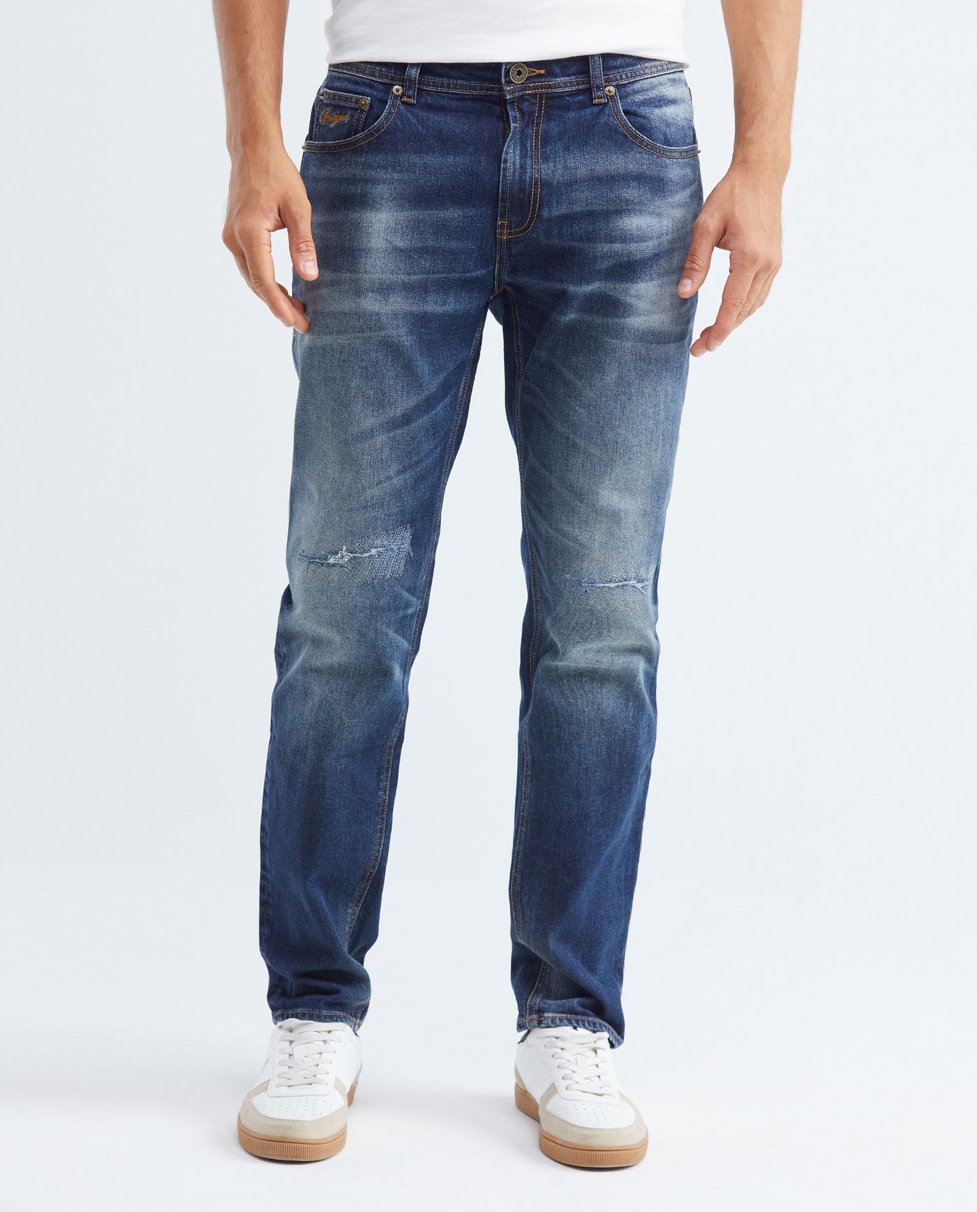 Men's Morrison Jeans Straight Bootcut Dark Wash Heel in Cotton Stretch Blend 332F013 - 1