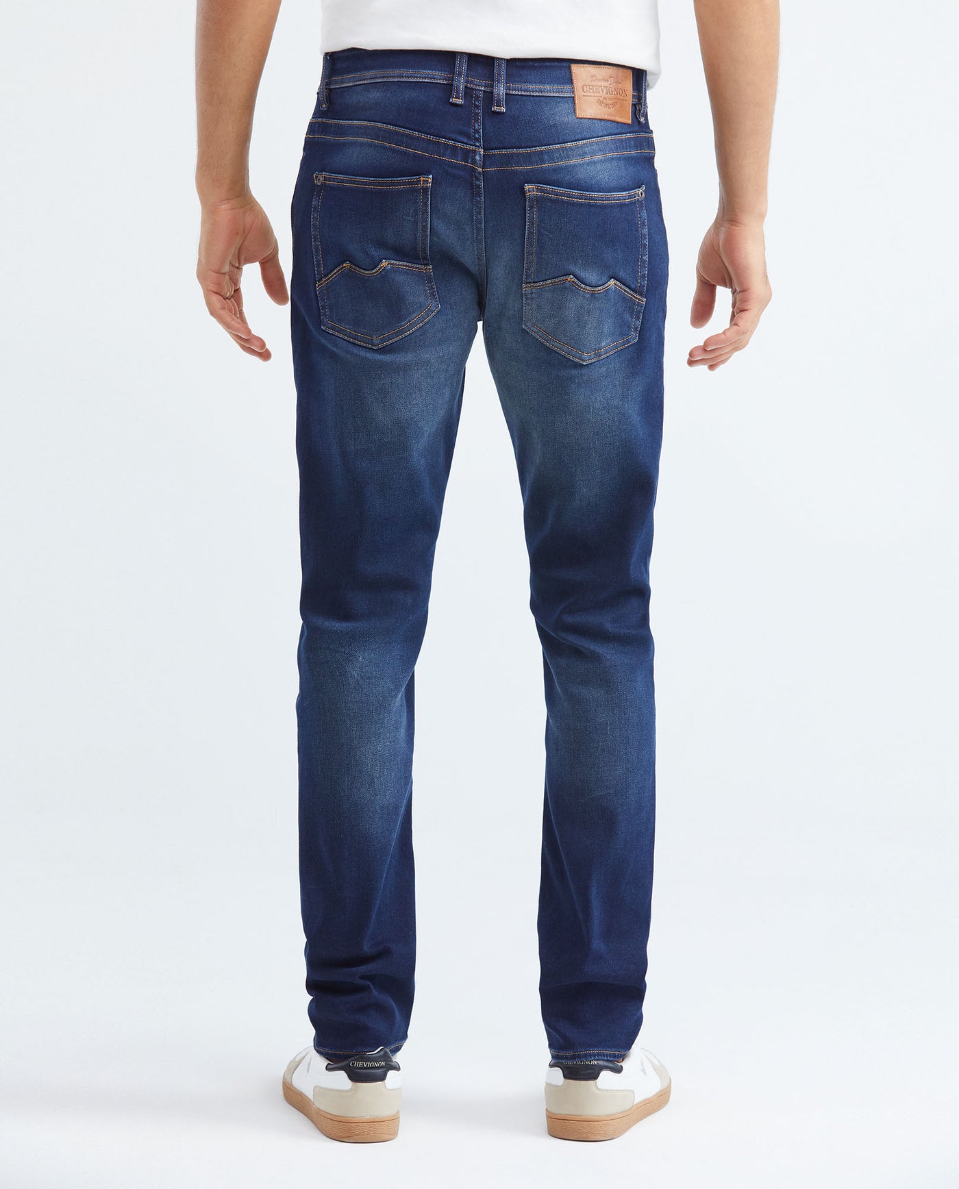Men's Famous Jeans Slim Fit Dark Wash Recycled Blend Subtle Vintage - 5