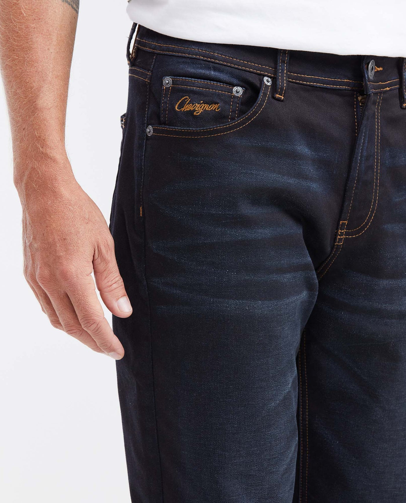 Men's Jeans, Straight Fit Mid-Rise Slim Boot - Ultra Dark Blue 332G003 - 3