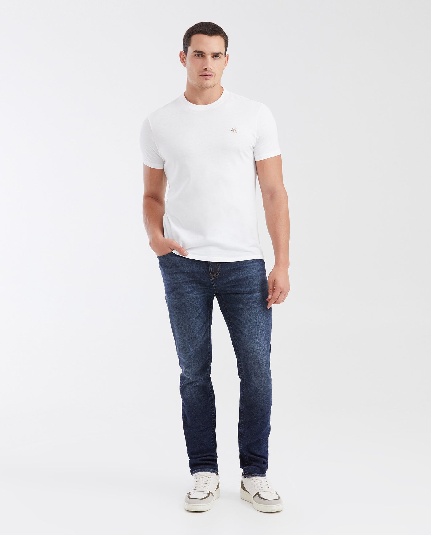 Slim Fit Mid-Rise Dark Blue Slim Leg Jeans for Men - Blue 332G014 - 2