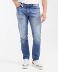 Men's Jeans Mid-Rise Straight Fit and Slim Boot - Medium Blue