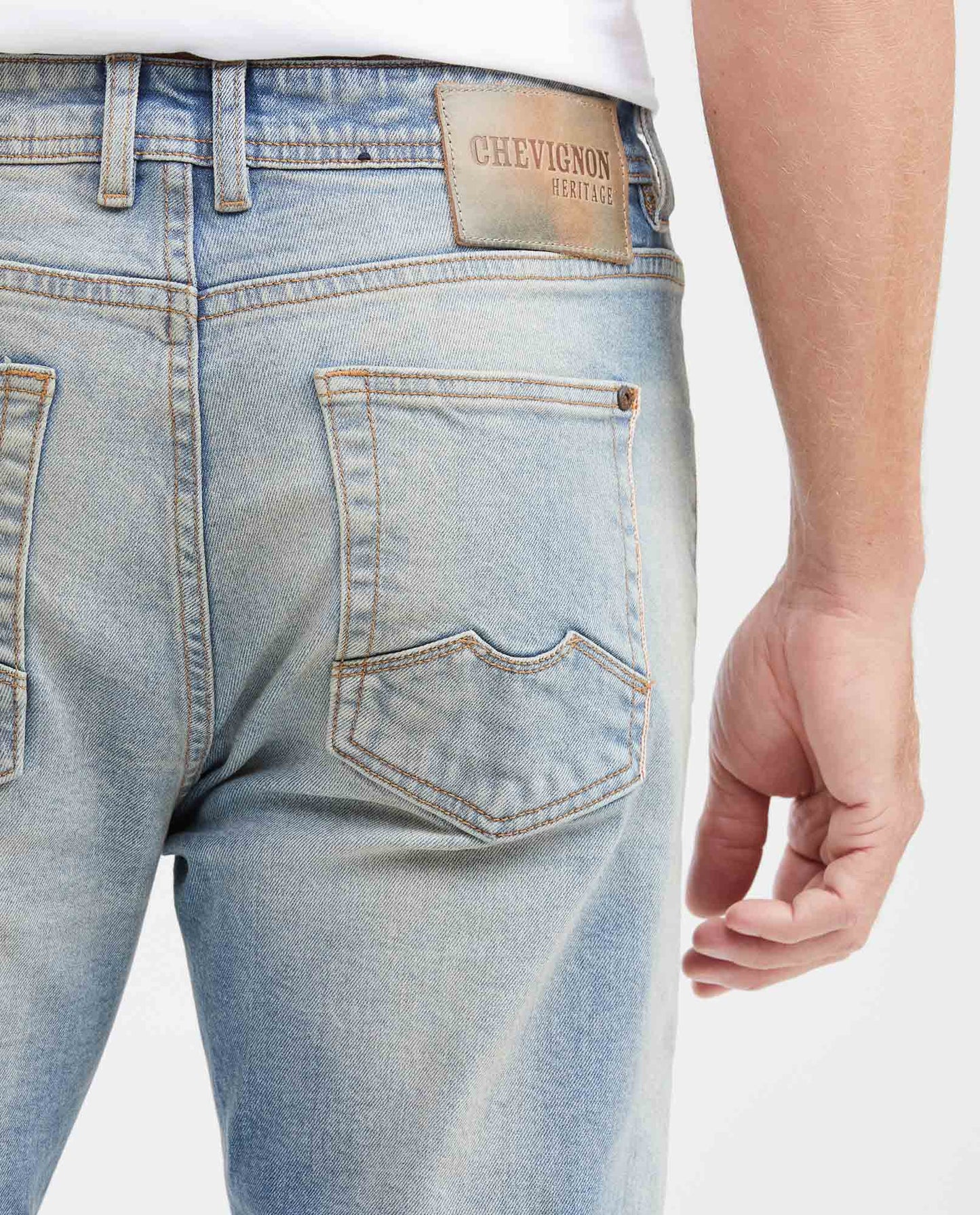 Men's Jeans Straight Fit Mid - Rise Boot Cut Medium Blue with Distressing - Blue - 6