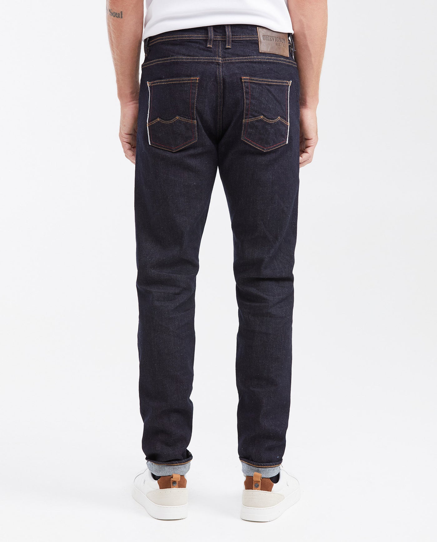 Men's Heritage Rider Super Slim Fit Jeans in Ultra Dark Selvedge with Recycled Materials - 4