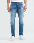 Men's Revenge Jeans Relaxed Fit Light Wash Distressed Recycled Blend Piped Pocket