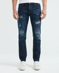 Men's Morrison Jeans Straight Fit Dark Wash Destroyer Rips