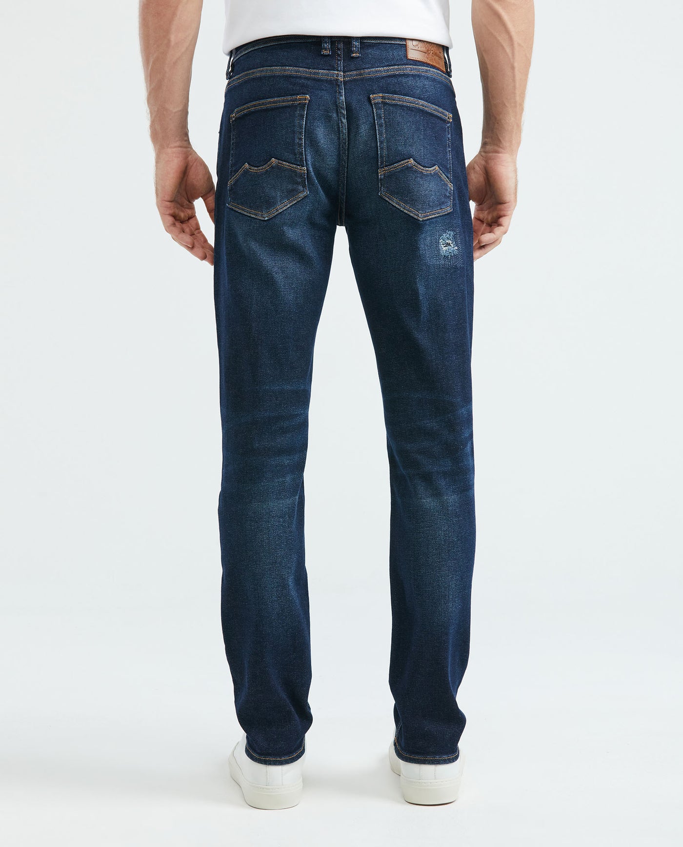 Men's Morrison Jeans Straight Fit Dark Wash Destroyer Rips 339E012 - 4