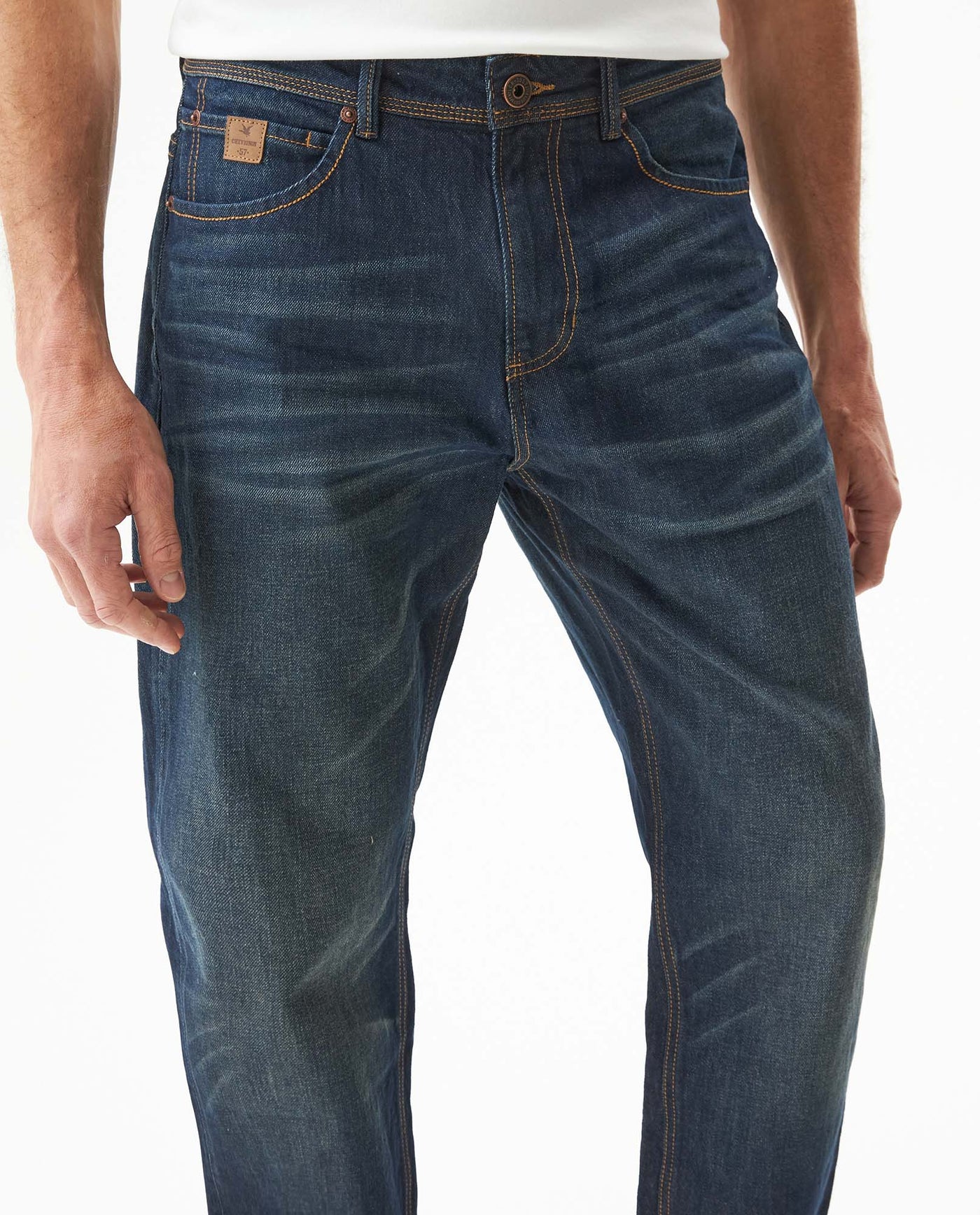 Men's Revenge Relaxed Fit Dark Wash Jeans in Cotton Stretch Blend Coastline 63_339G002_AZU194052_5
