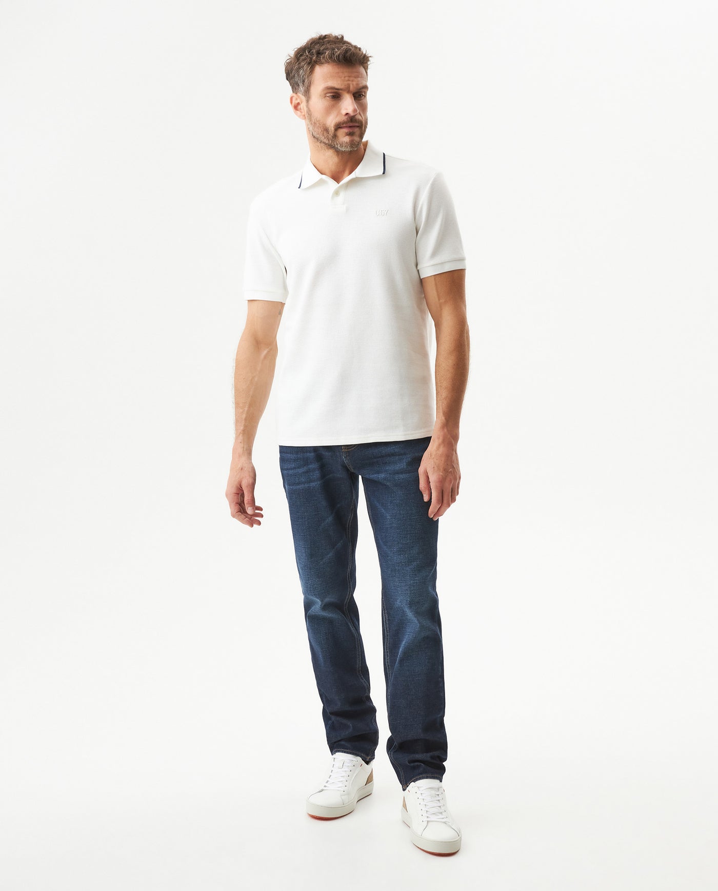 Men's Morrison Straight Medium Wash Jeans in Recycled Cotton Blend Seaport 63_339G011_AZU184140_0