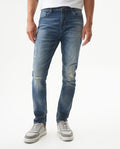 Men's Famous Skinny Fit Medium Wash Jeans in Organic-Cotton Stretch Blend Festivity