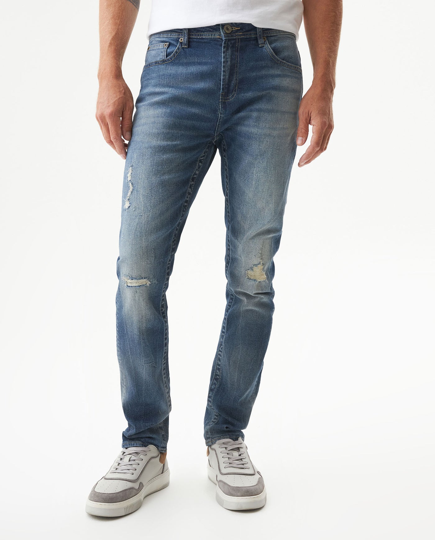 Men's Famous Skinny Fit Medium Wash Jeans in Organic-Cotton Stretch Blend, Festivity 339G021 - 1