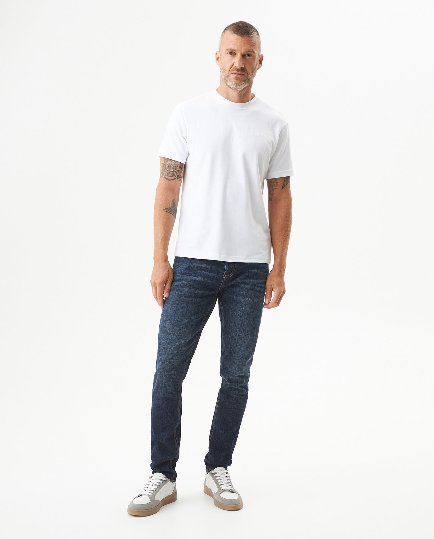 Men's Rider Skinny Fit Dark Wash Jeans in Cotton Stretch Blend, Ceremony 339G030 - 3
