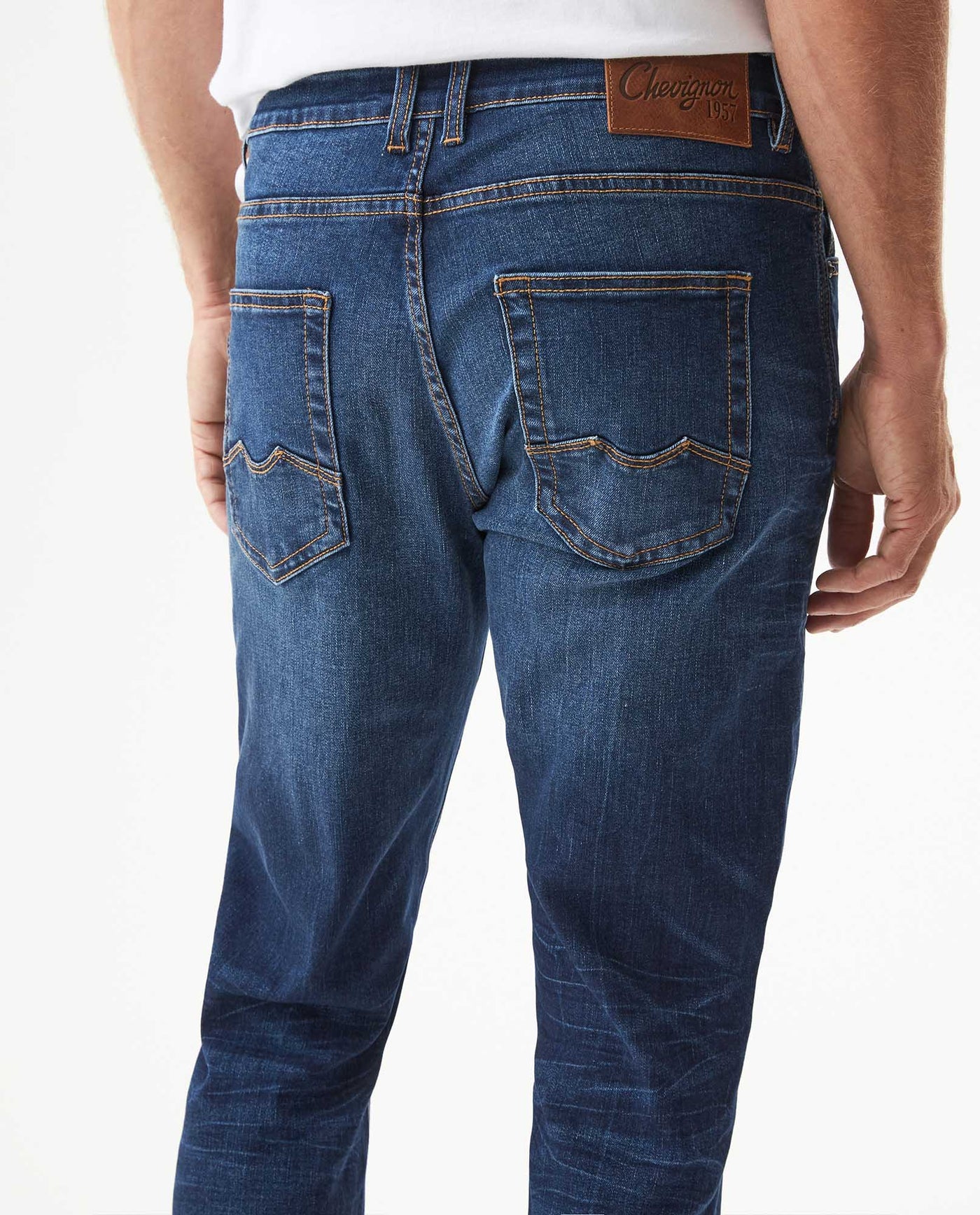 Men's Rider Dark Wash Skinny Fit Jeans in Cotton-Recycled Polyester Blend, Archor - 6