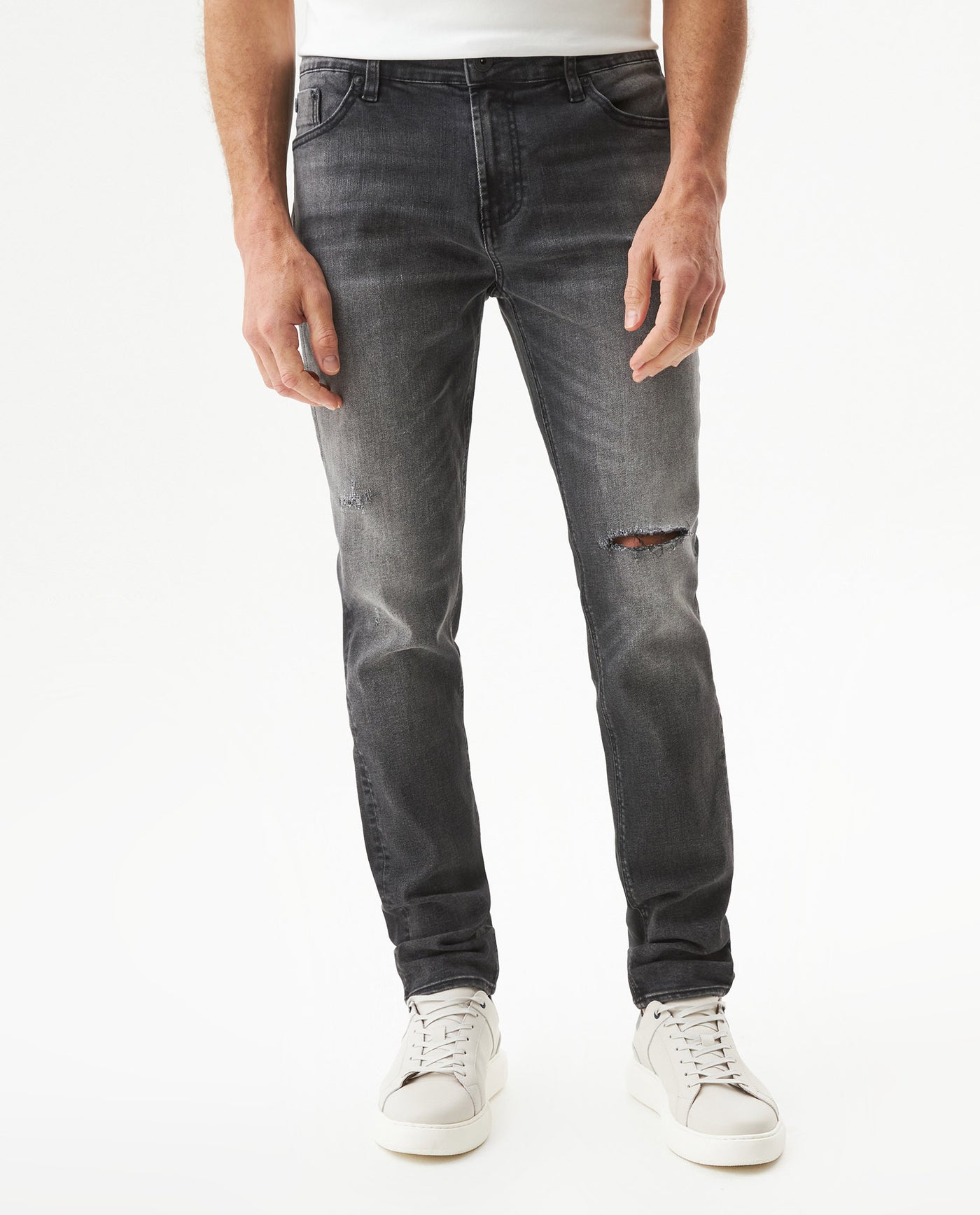 Men's Rider Skinny Fit Gray Wash Jeans in Cotton-Polyester Stretch Blend, Deepwater - 2