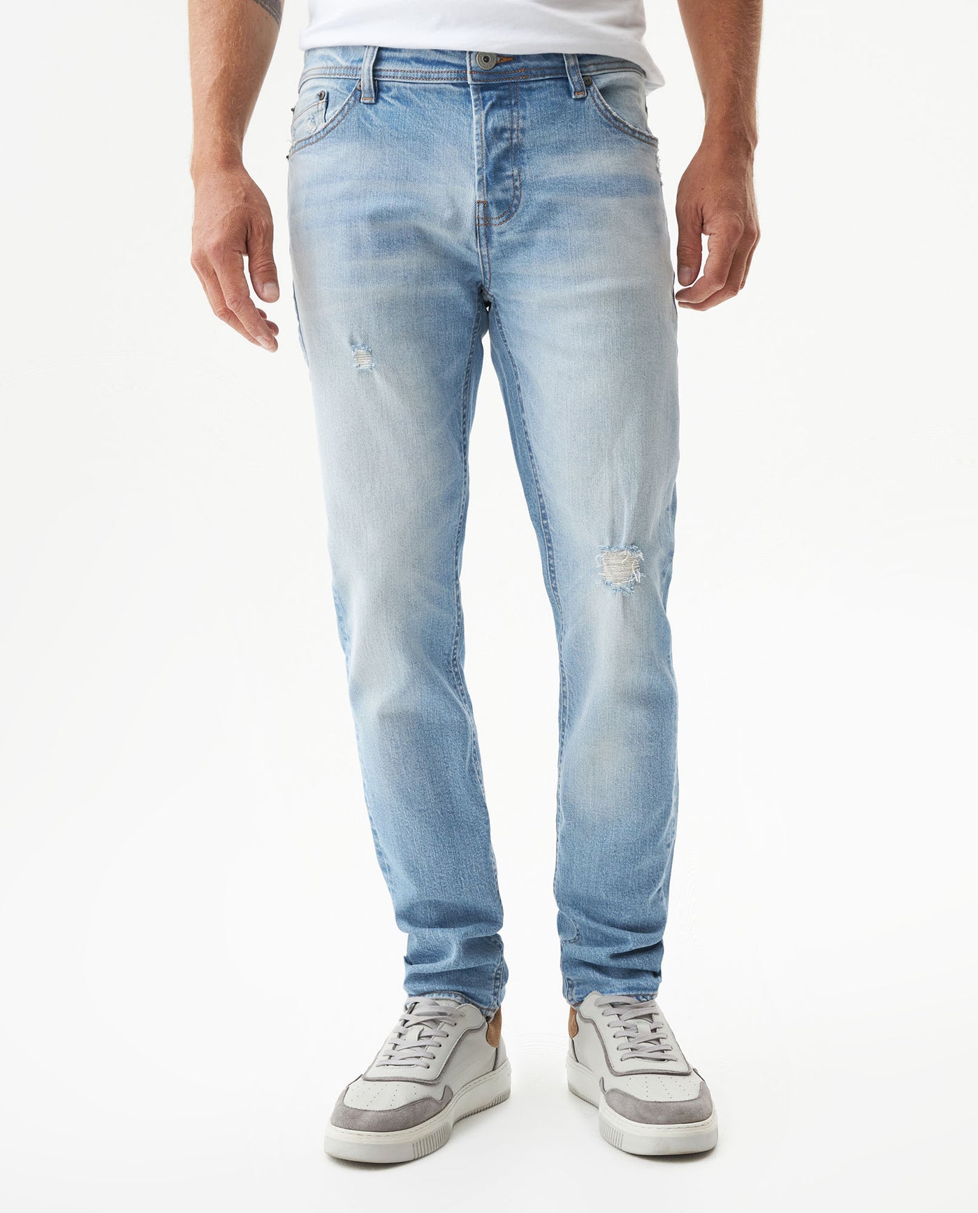 Men's Rider Skinny Light Wash Jeans in Cotton Stretch Blend, Voyage 339G038 - 1