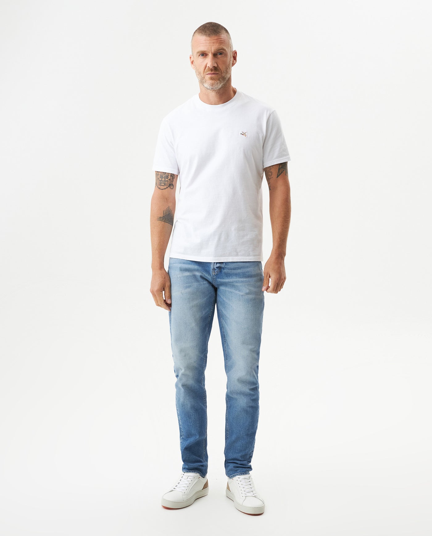 Men's Rider Medium Wash Skinny Fit Jeans in Cotton Stretch Blend Wharf 63_339G040_AZU184140_0