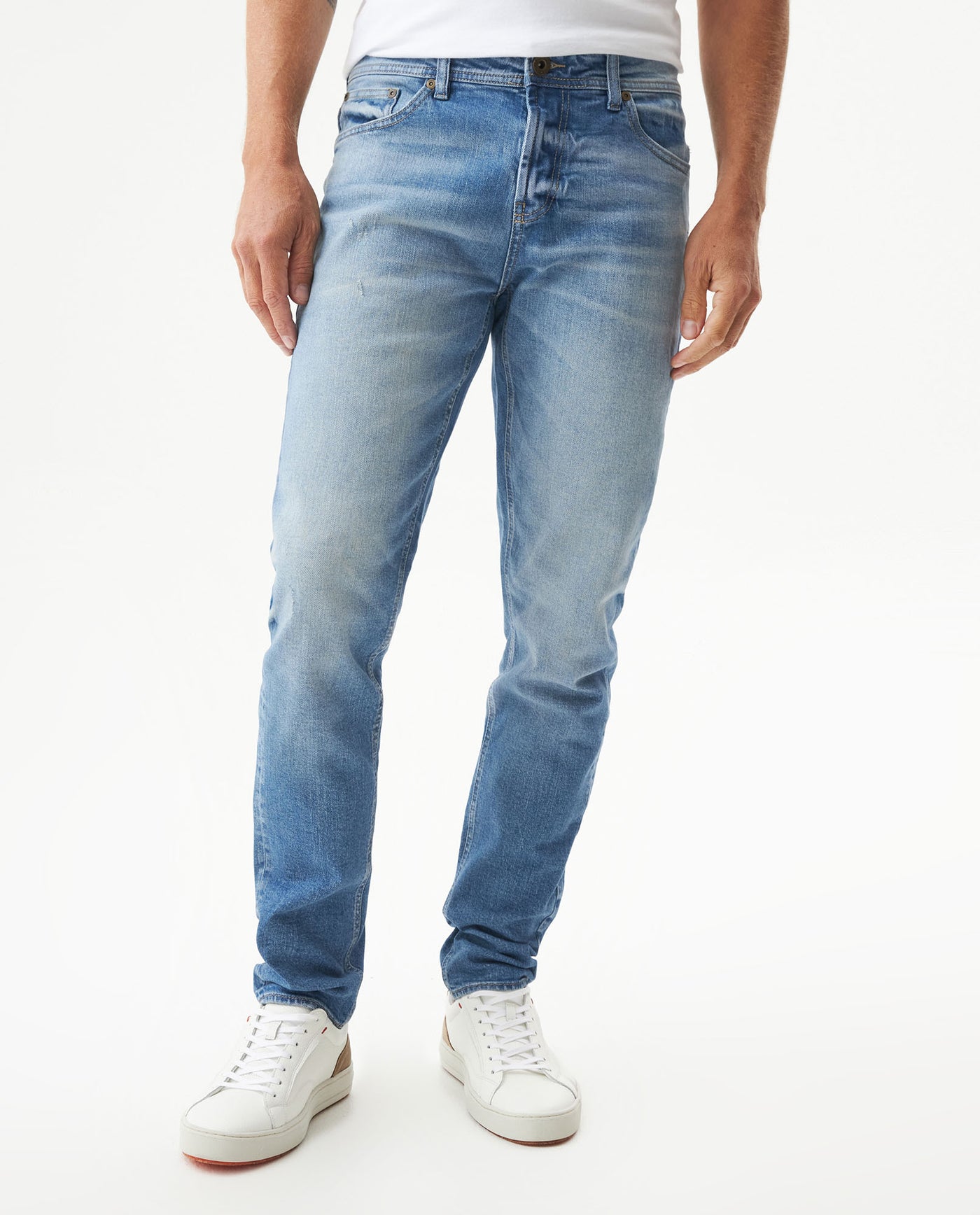 Men's Rider Medium Wash Skinny Fit Jeans in Cotton Stretch Blend Wharf 63_339G040_AZU184140_3