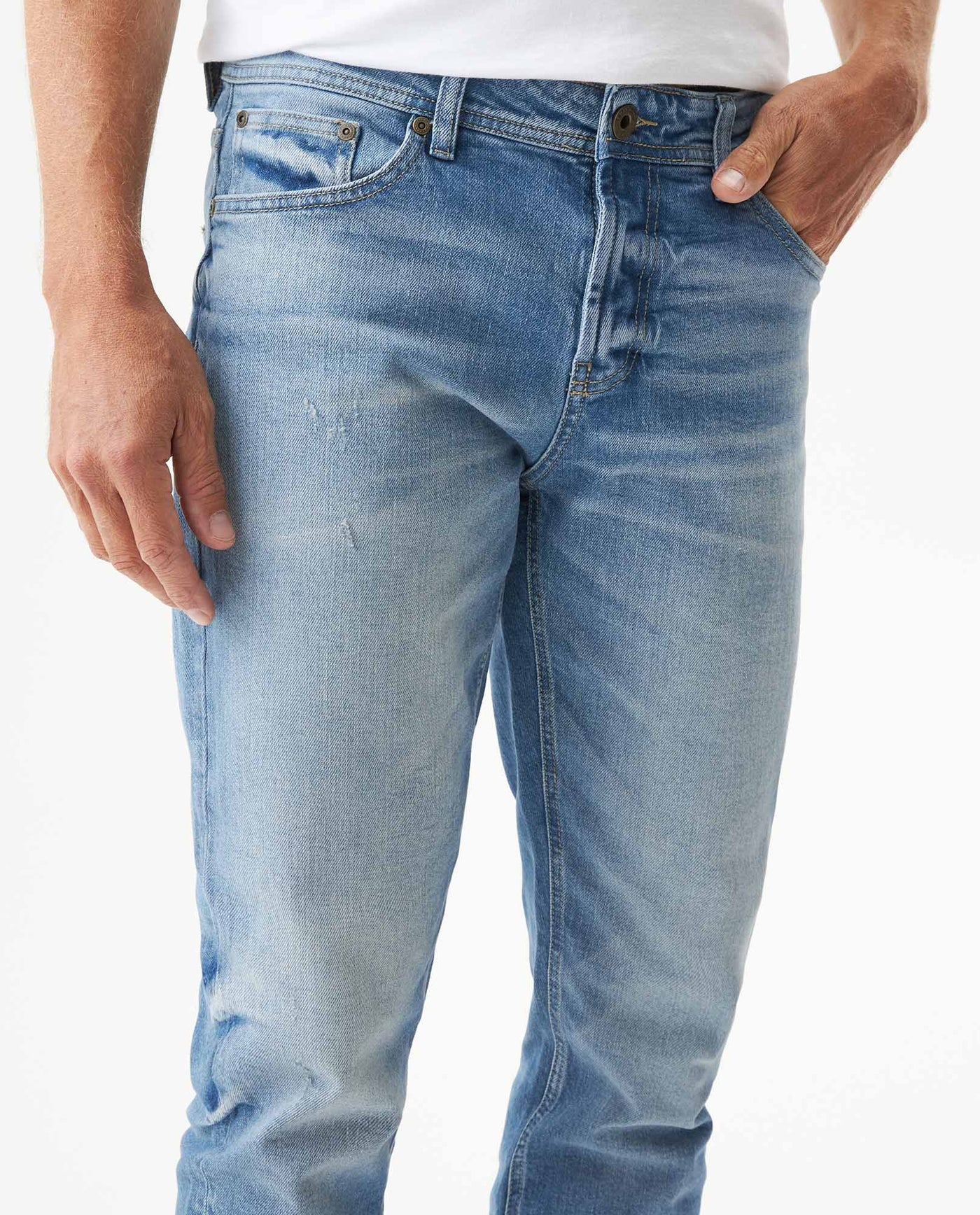 Men's Rider Medium Wash Skinny Fit Jeans in Cotton Stretch Blend Wharf 63_339G040_AZU184140_5
