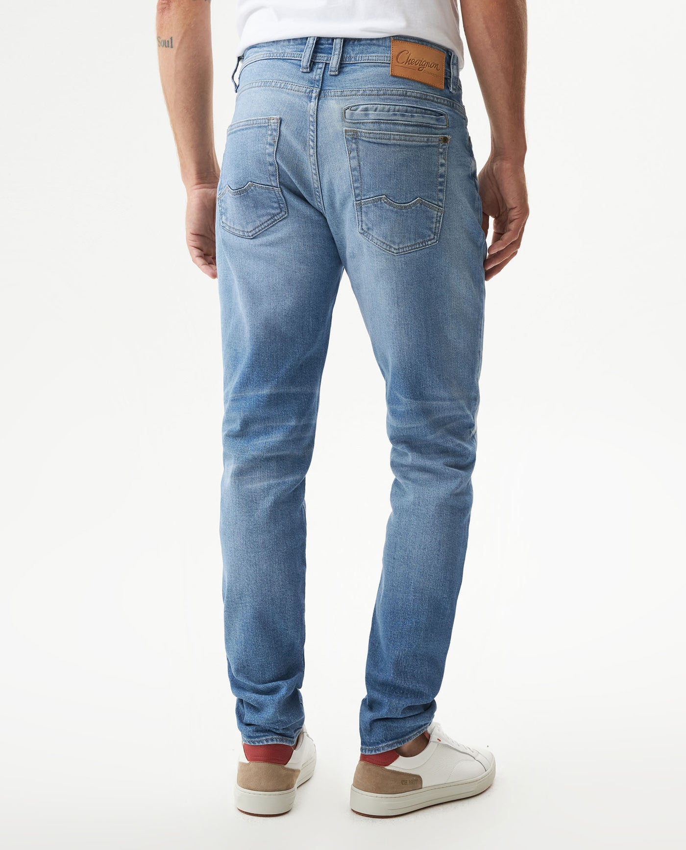 Men's Rider Medium Wash Skinny Fit Jeans in Cotton Stretch Blend Wharf 63_339G040_AZU184140_6
