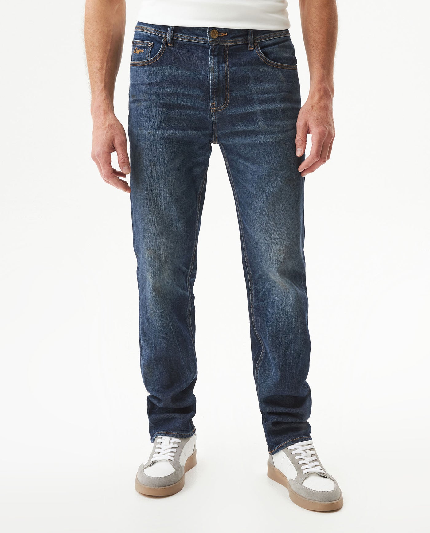 Men's Morrison Straight Ultra Dark Jeans in Cotton-Polyester Blend Seaport 63_339G450_AZU193924_3