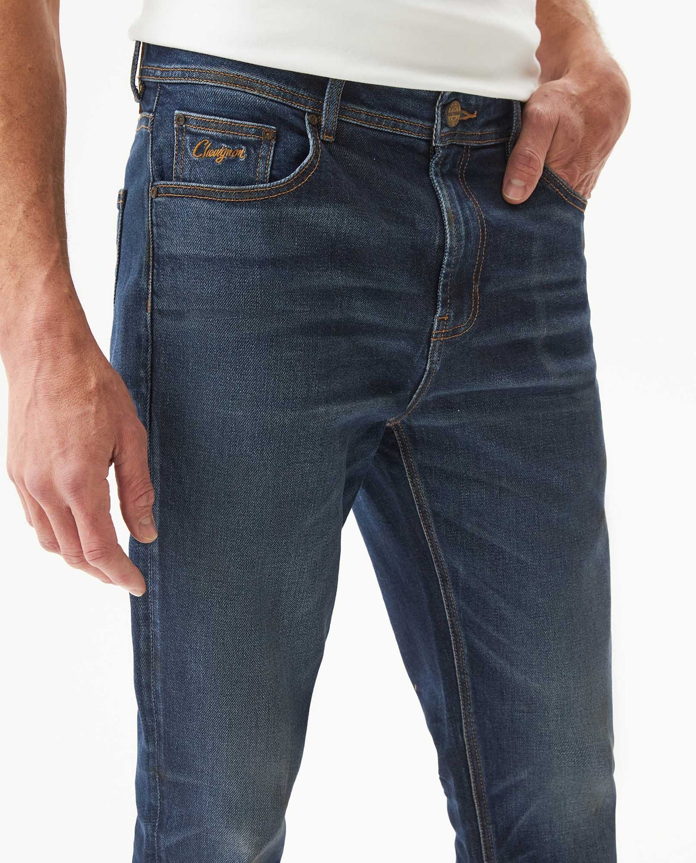 Men's Morrison Straight Ultra Dark Jeans in Cotton-Polyester Blend Seaport 63_339G450_AZU193924_5