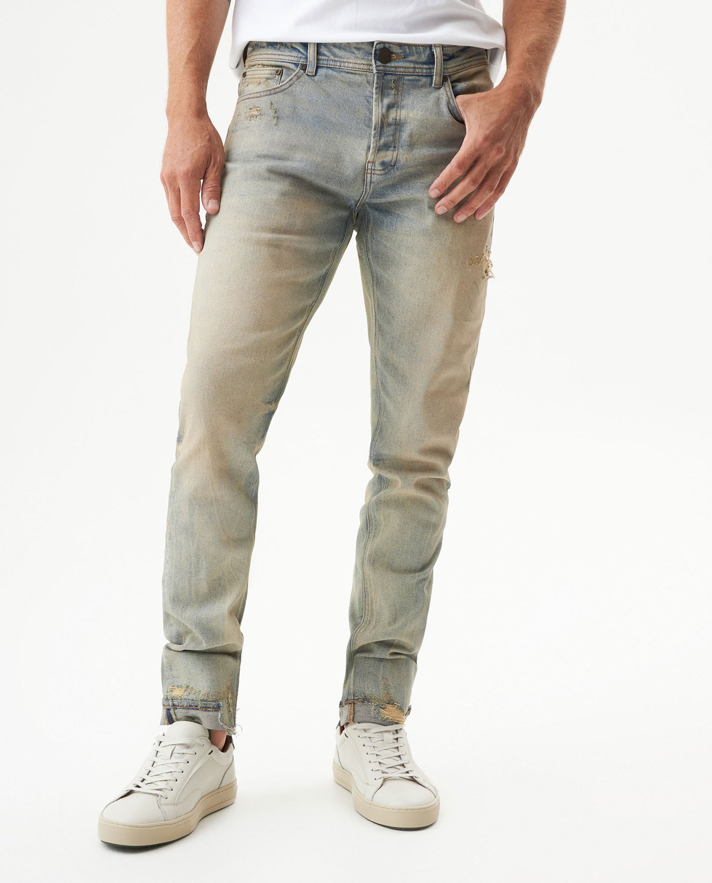 Men's Rider Super Slim Light Wash Jeans in Cotton-Polyester Blend, Boatyard 339G452 - 2