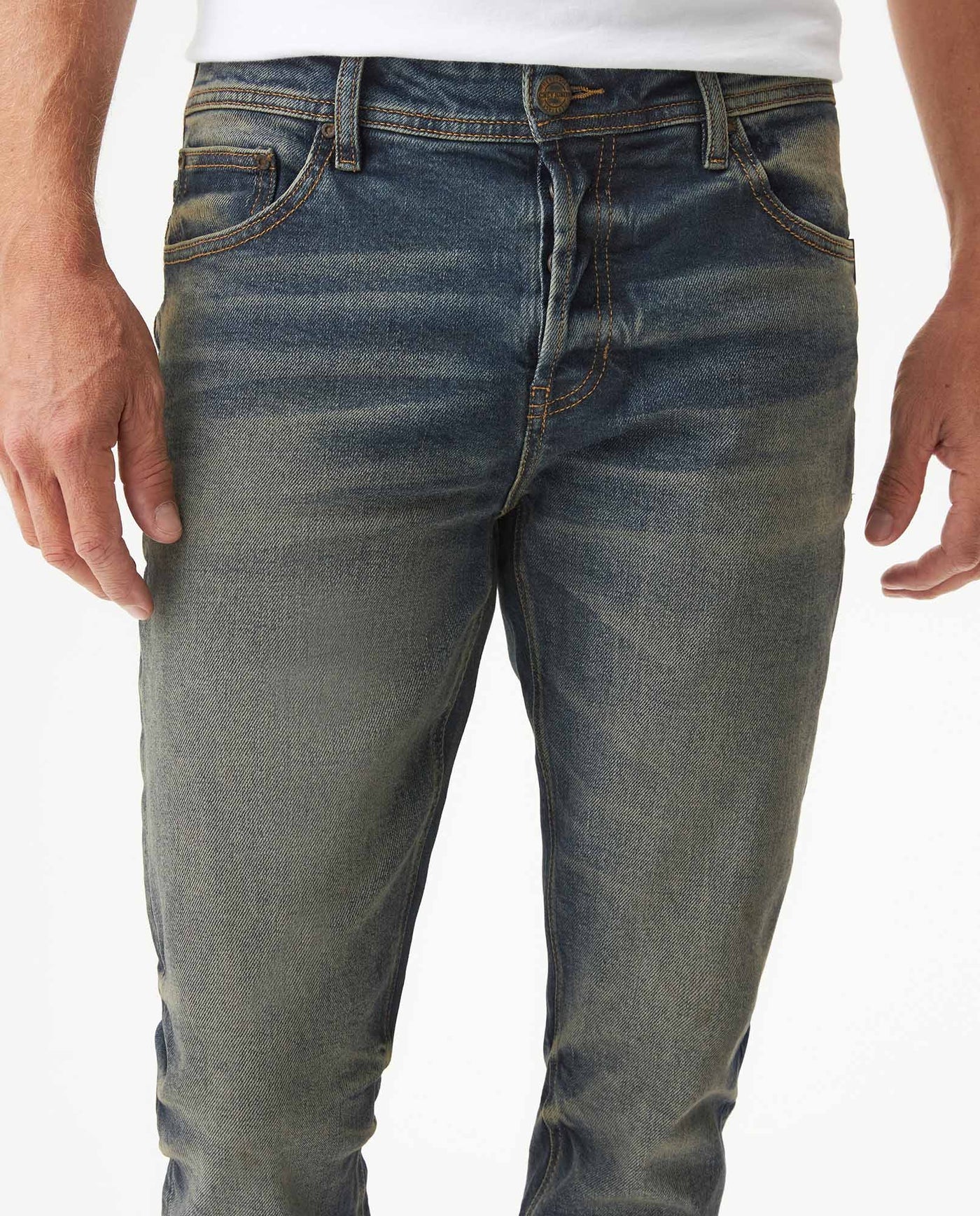 Men's Skinny Rider Dark Wash Jeans in Cotton-Polyester Blend, Sparkle 339G455 - 4