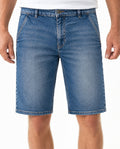 Men's Bermuda Shorts Regular Fit Piping Pockets - Medium Wash Blue